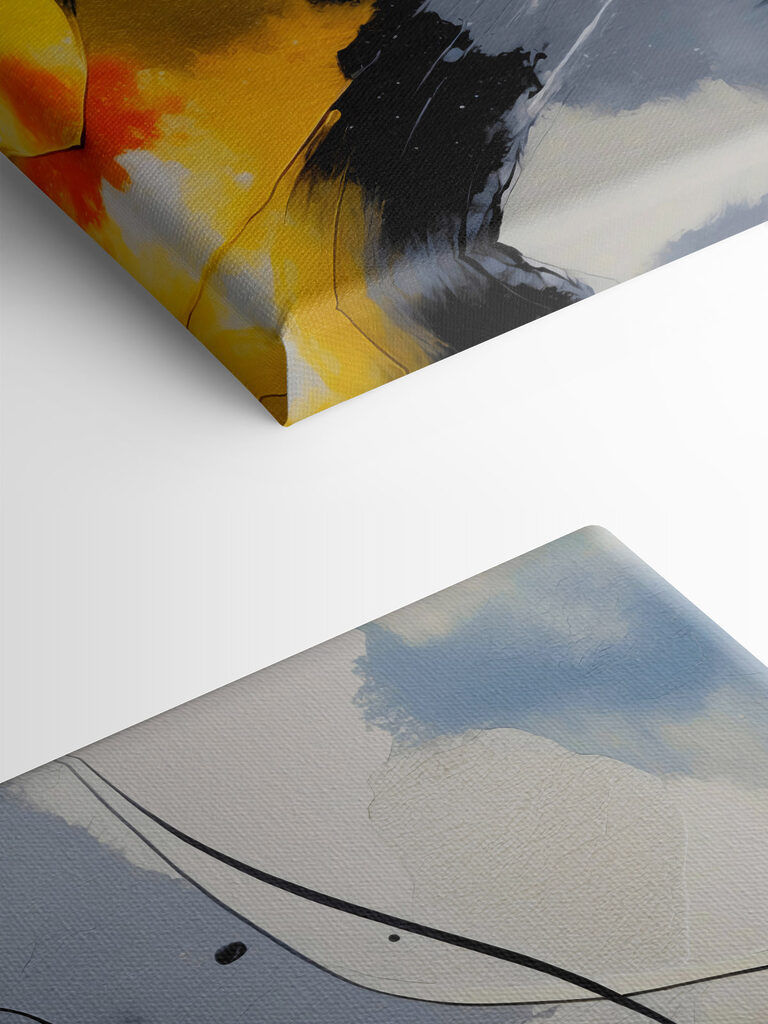 Painting of black yellow and white colors Painting of black yellow and white colors