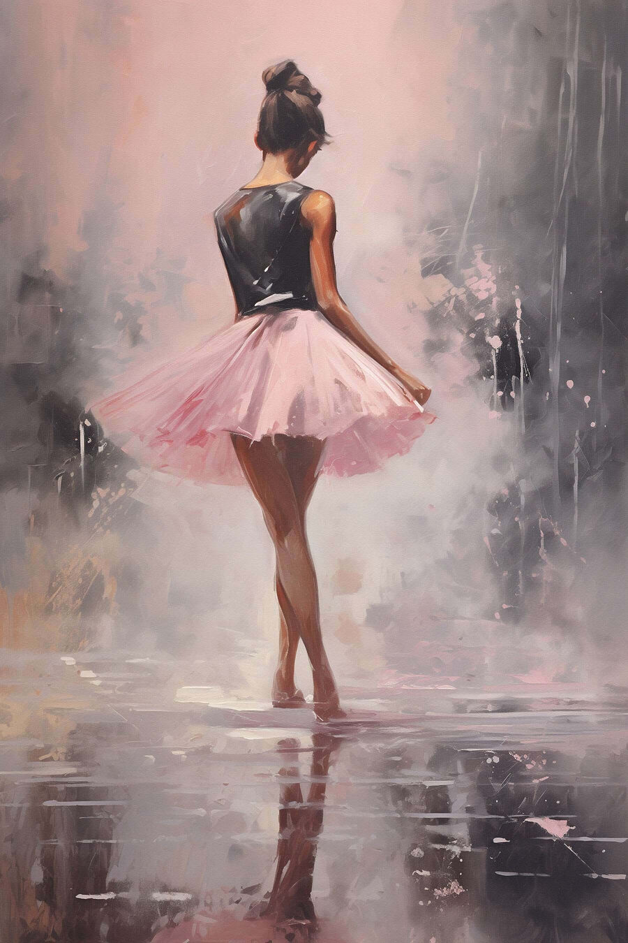 Schilderij van een vrouw in een roze tutu