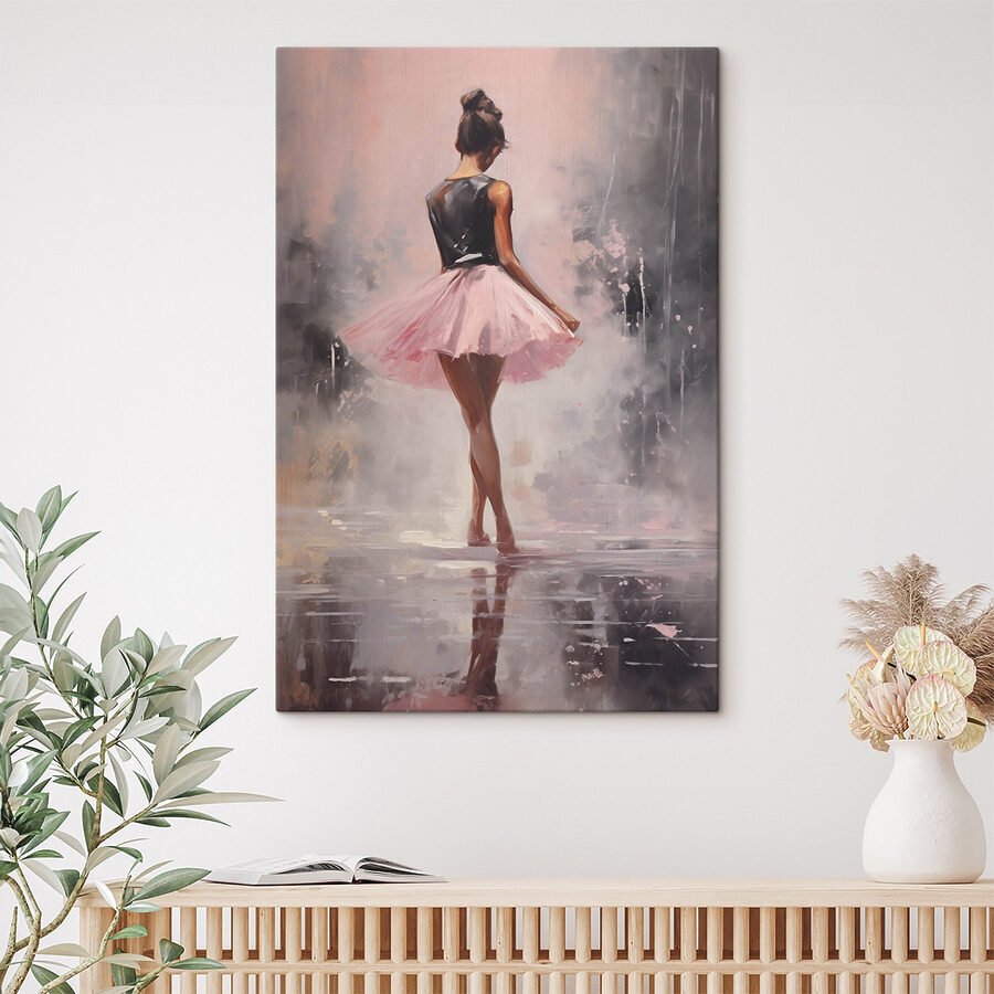 Schilderij van een vrouw in een roze tutu