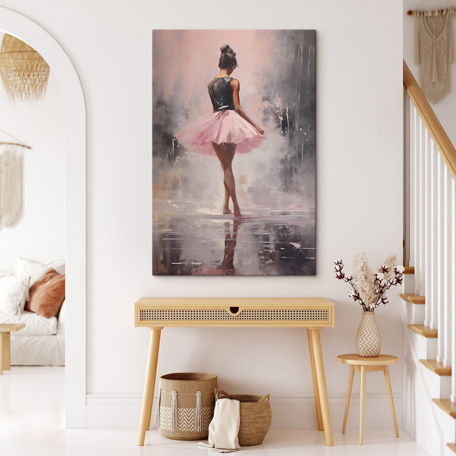 Schilderij van een vrouw in een roze tutu
