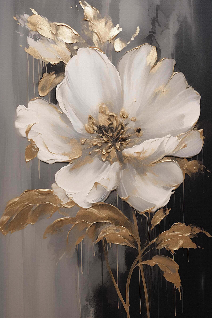 Elegante bloem op donker canvas