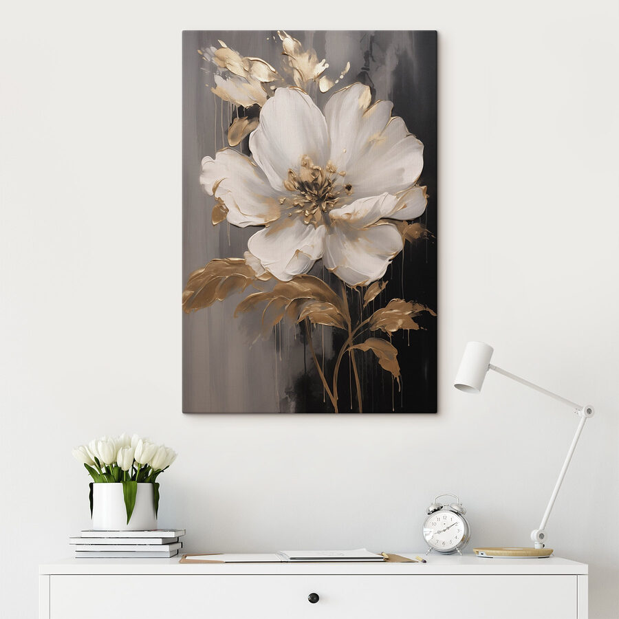 Elegante bloem op donker canvas