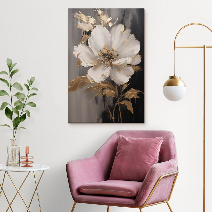 Elegante bloem op donker canvas