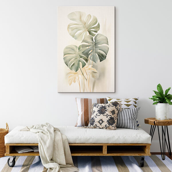 Schilderij van bladeren op een witte achtergrond Schilderij van bladeren op een witte achtergrond