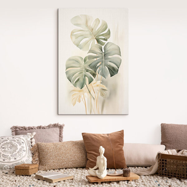 Schilderij van bladeren op een witte achtergrond Schilderij van bladeren op een witte achtergrond