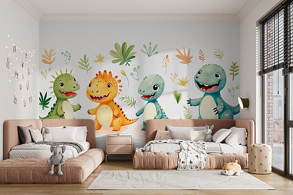 Groep tekenfilmachtige dinosaurussen Groep tekenfilmachtige dinosaurussen
