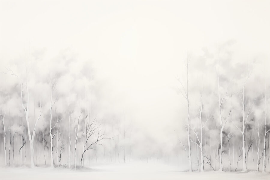 Groep bomen in een besneeuwd bos