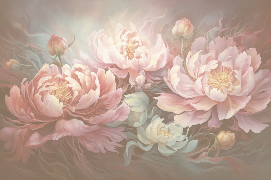 Painting of flowers on a surface