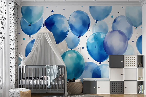 Groep blauwe en witte ballonnen Groep blauwe en witte ballonnen