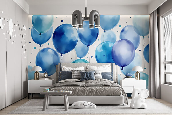 Groep blauwe en witte ballonnen Groep blauwe en witte ballonnen
