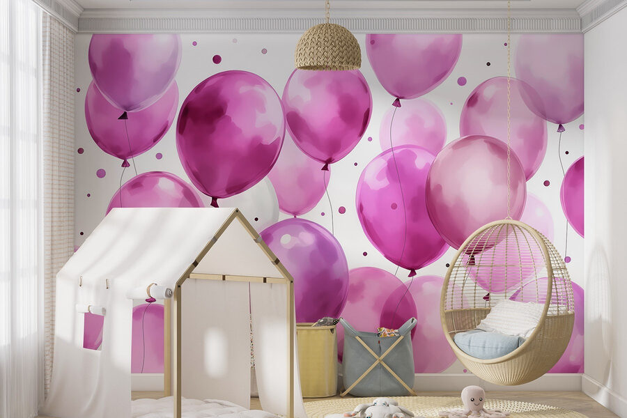 Groep paarse en witte ballonnen Groep paarse en witte ballonnen