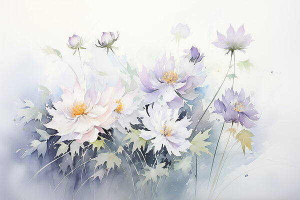 Schilderij van bloemen op een witte achtergrond w08883p 600x400 - Schilderij van bloemen op een witte achtergrond