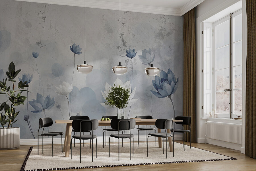 Behang met bloemen