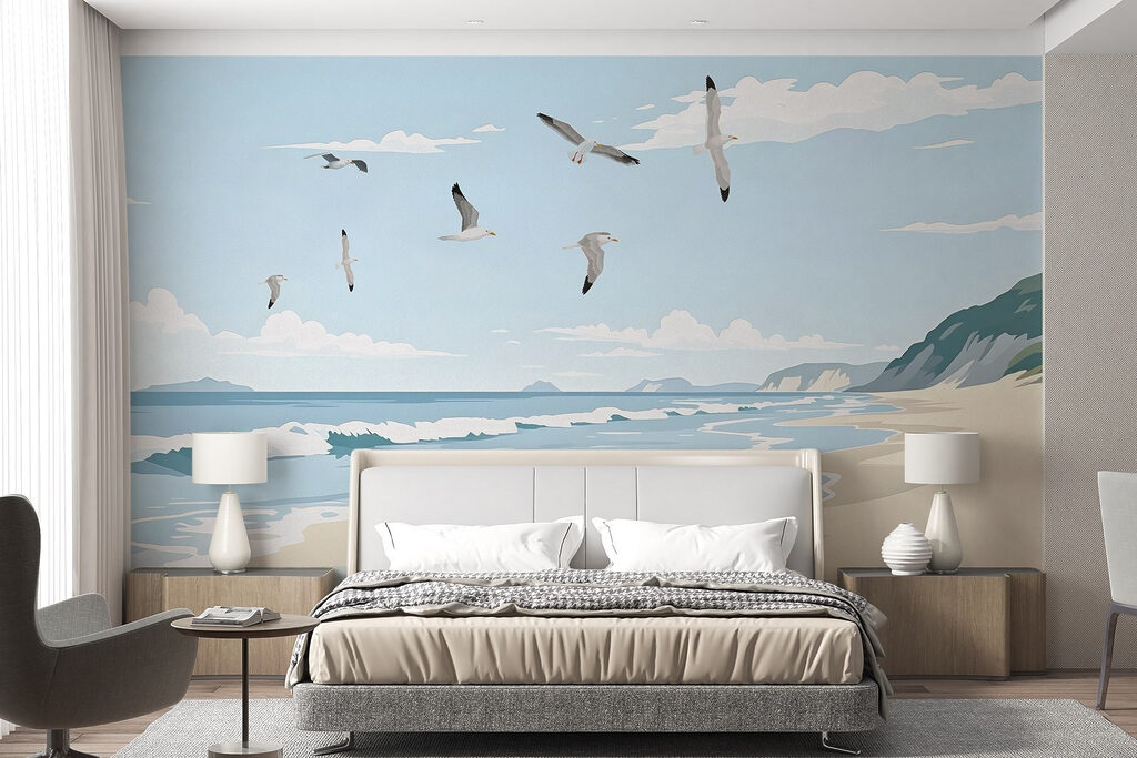 Strand met overvliegende vogels w03338pib10mr 1024x683 - Strand met overvliegende vogels