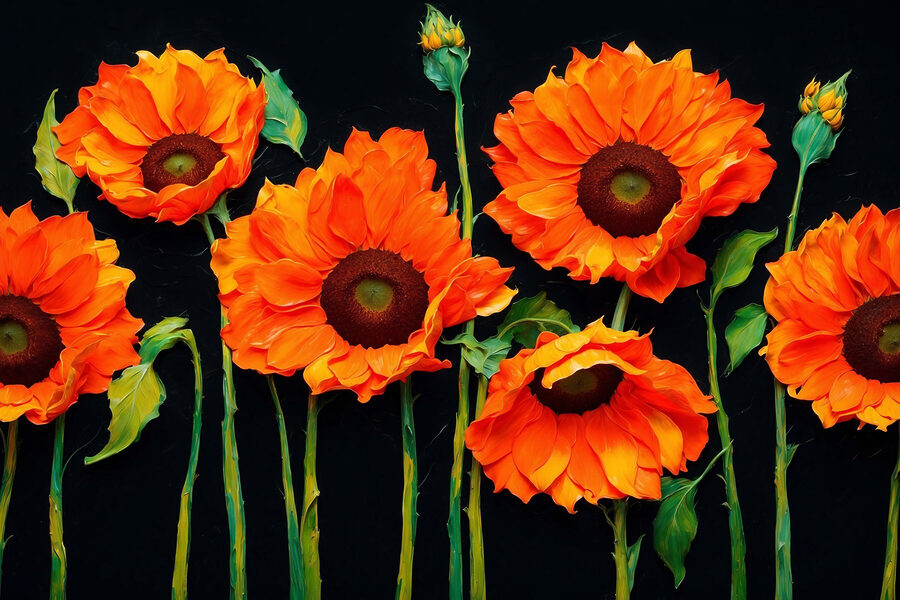 Groep oranje bloemen