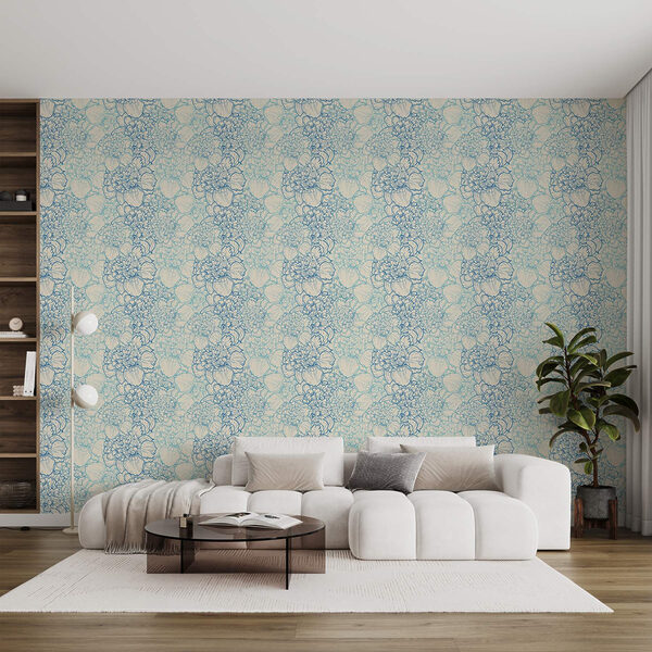 Patroon van blauwe en witte bloemen Patroon van blauwe en witte bloemen