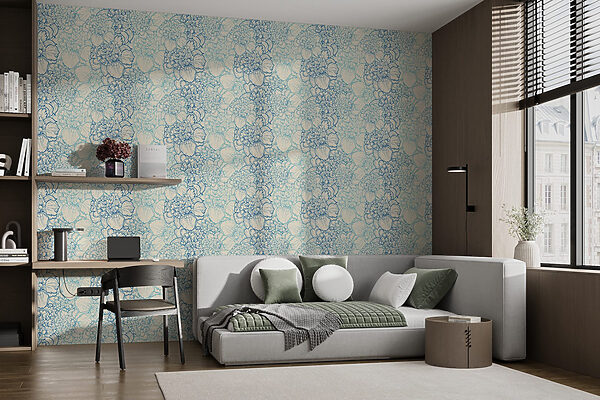 Patroon van blauwe en witte bloemen Patroon van blauwe en witte bloemen