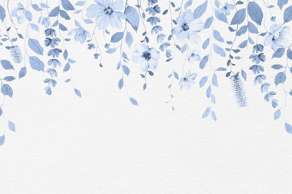 Blauwe bloemen en bladeren Blauwe bloemen en bladeren
