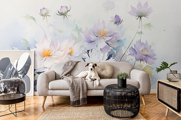 Schilderij van bloemen op een witte achtergrond w08883pig19r 600x400 - Schilderij van bloemen op een witte achtergrond