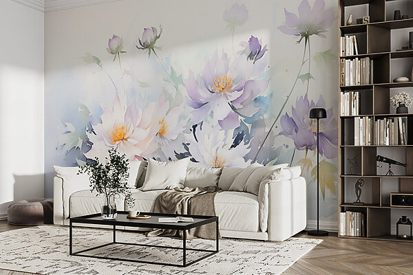 Schilderij van bloemen op een witte achtergrond w08883pig1r 600x400 - Schilderij van bloemen op een witte achtergrond