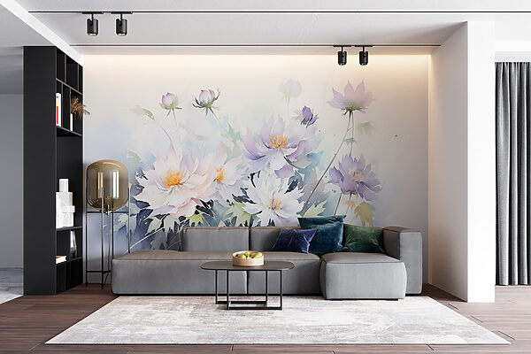 Schilderij van bloemen op een witte achtergrond w08883pig6mr 600x400 - Schilderij van bloemen op een witte achtergrond
