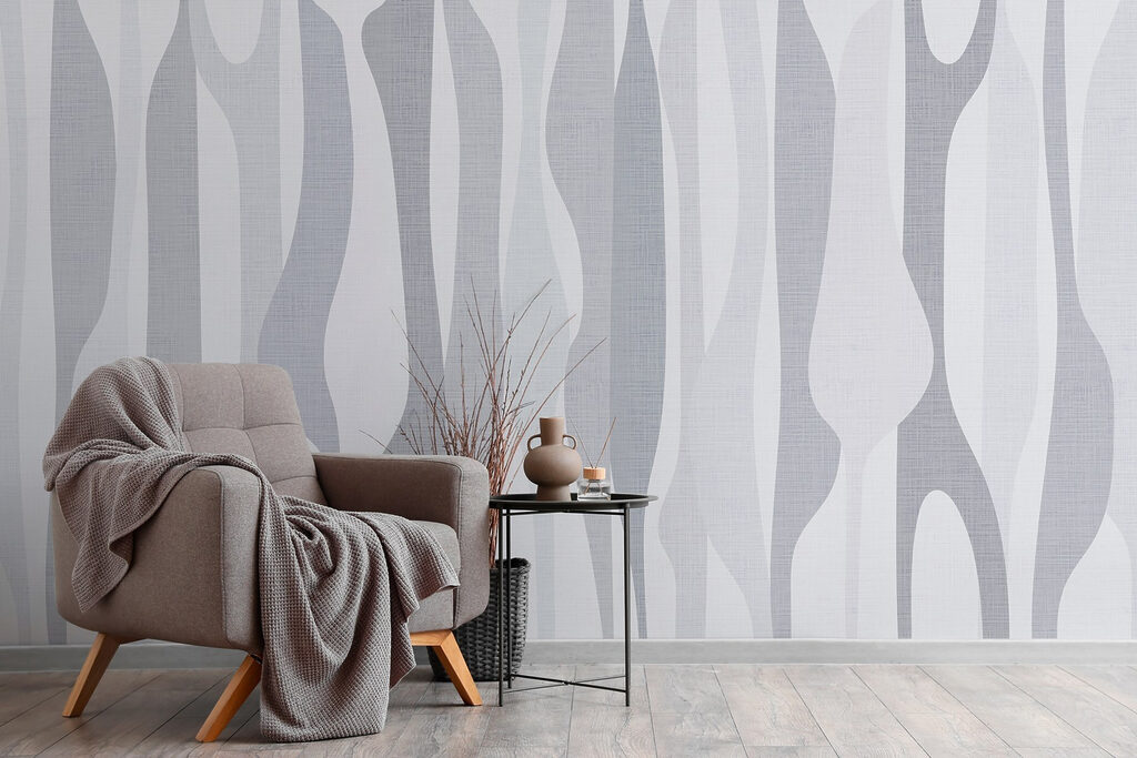 White and grey fabric with a pattern White and grey fabric with a pattern