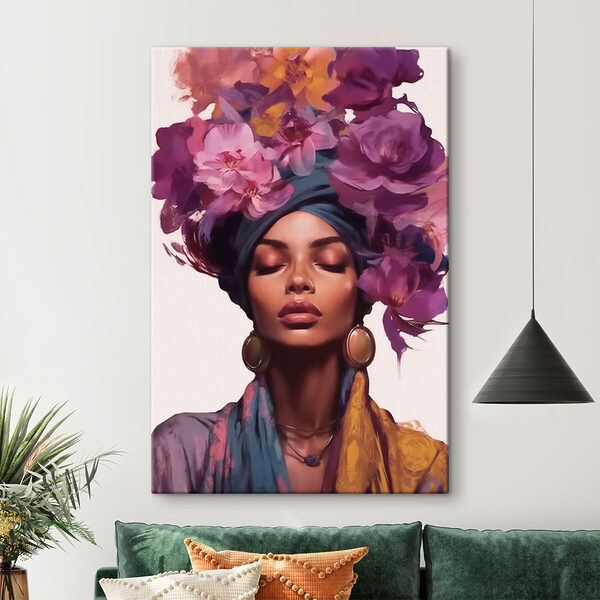 Vrouw met bloemen op haar hoofd Vrouw met bloemen op haar hoofd