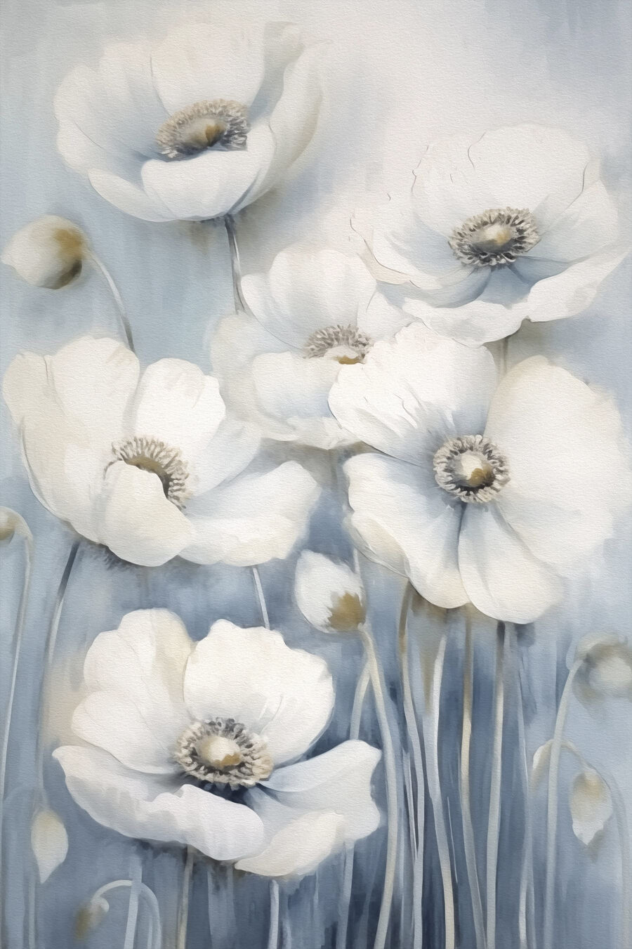 Schilderij van witte bloemen
