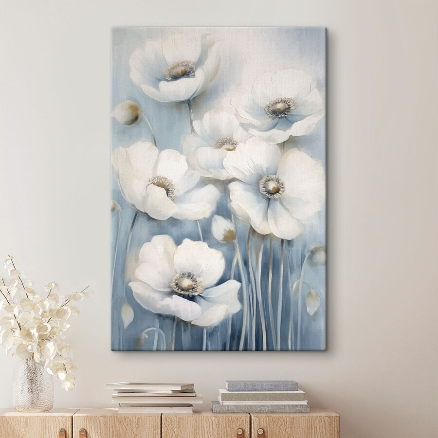 Schilderij van witte bloemen