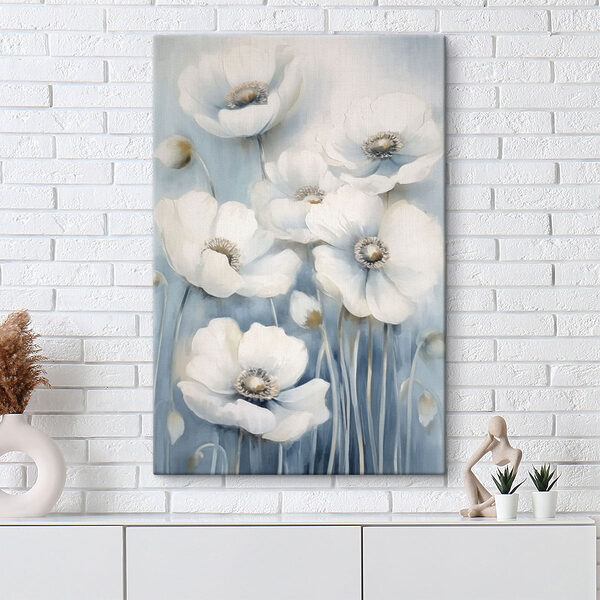 Schilderij van witte bloemen Schilderij van witte bloemen