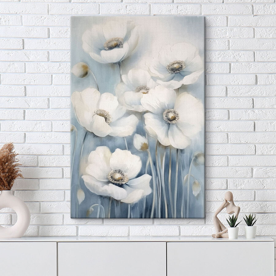 Schilderij van witte bloemen
