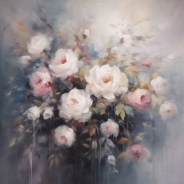 Schilderij van bloemen in een vaas Schilderij van bloemen in een vaas