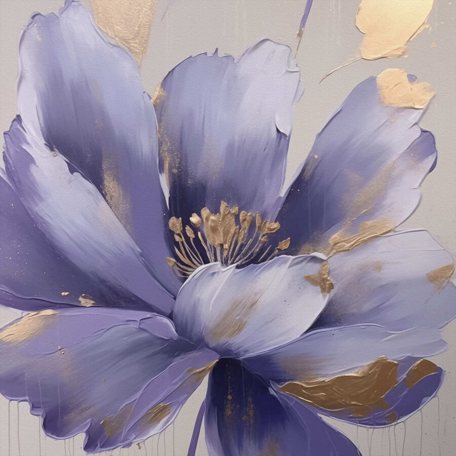 Schilderij van een paarse bloem Schilderij van een paarse bloem