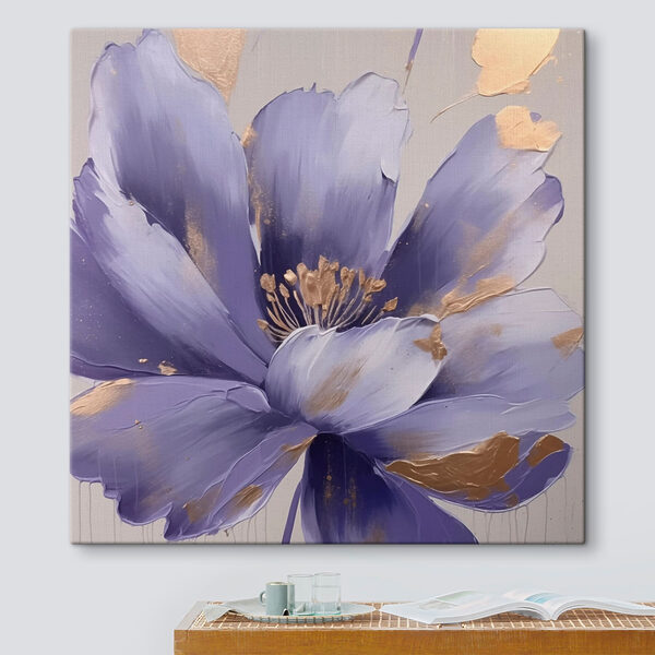 Schilderij van een paarse bloem Schilderij van een paarse bloem