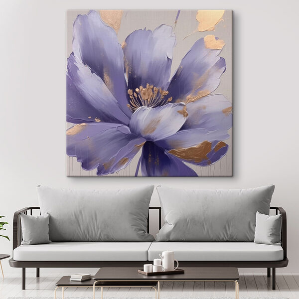 Schilderij van een paarse bloem Schilderij van een paarse bloem