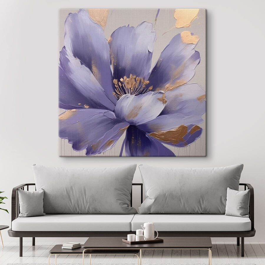 Schilderij van een paarse bloem Schilderij van een paarse bloem
