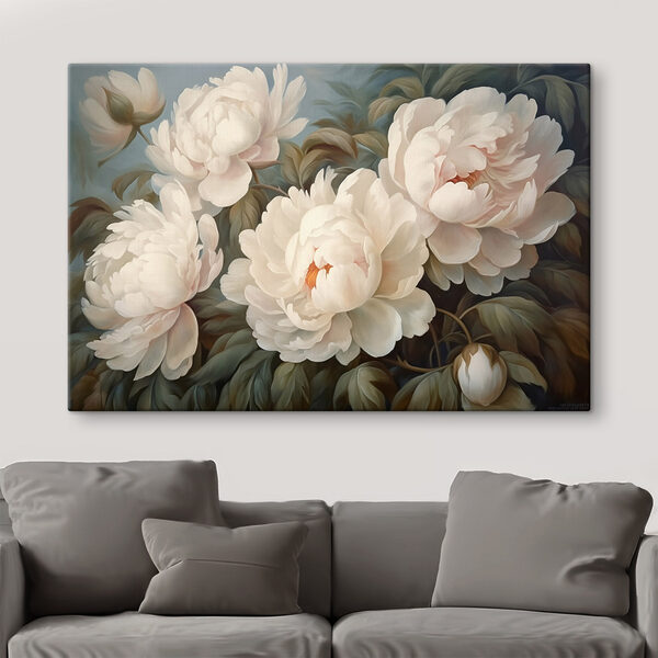 Schilderij van witte bloemen Schilderij van witte bloemen