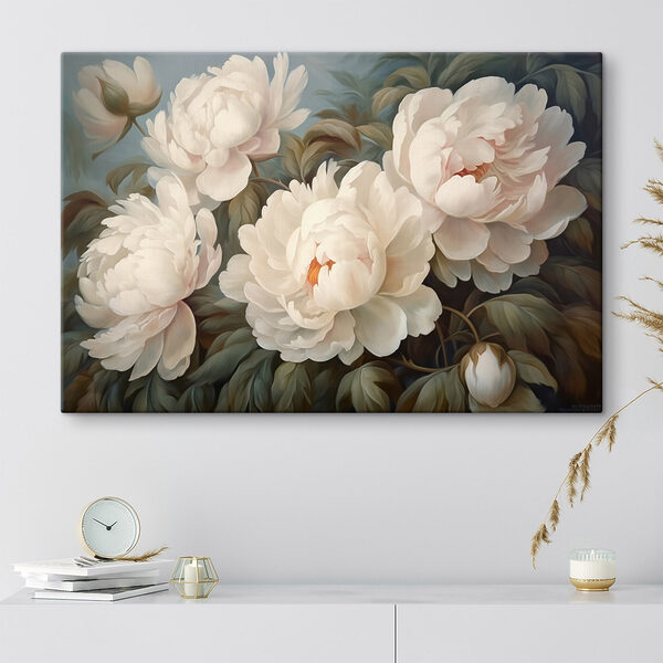 Schilderij van witte bloemen Schilderij van witte bloemen