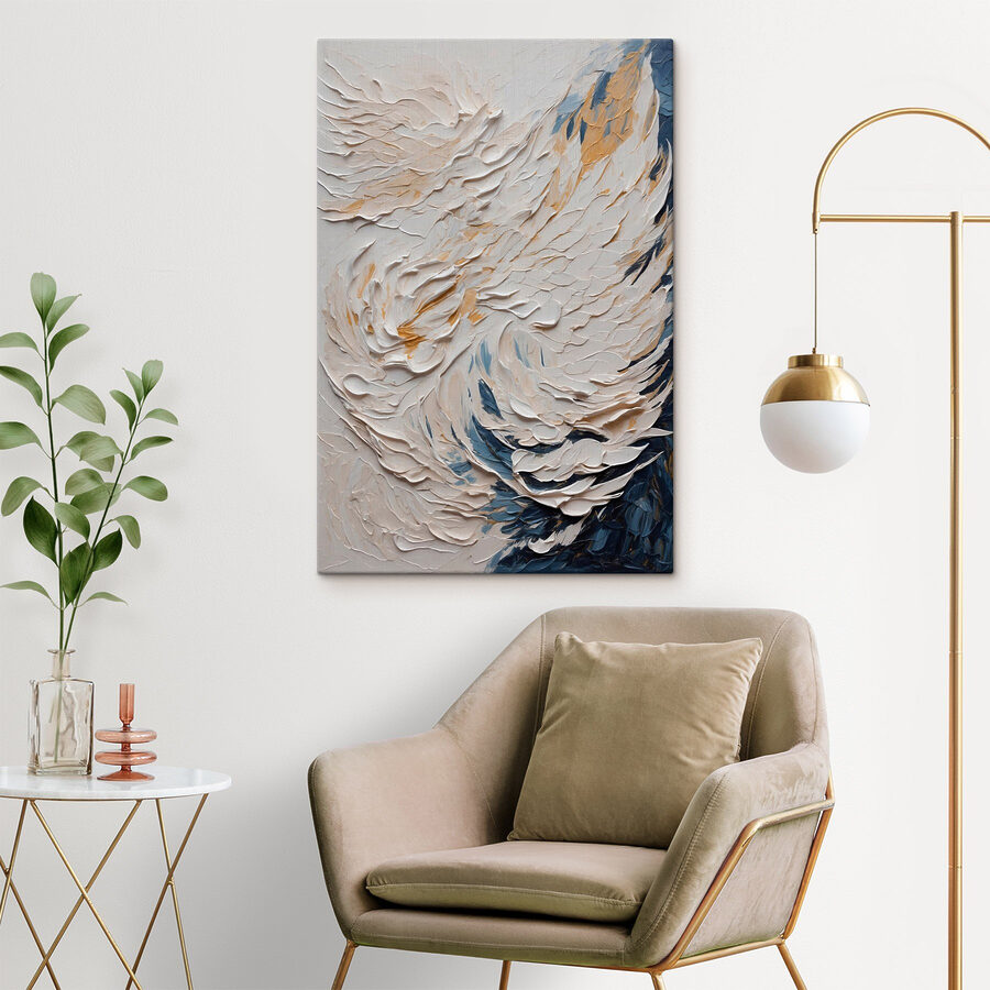 Wit en blauw schilderij
