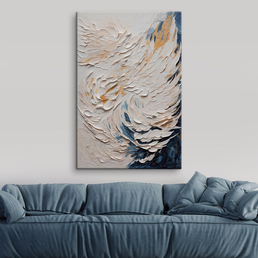 Wit en blauw schilderij