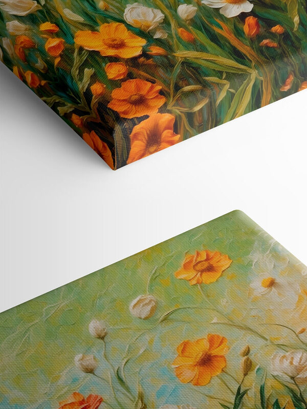 Schilderij van bloemen in een veld Schilderij van bloemen in een veld