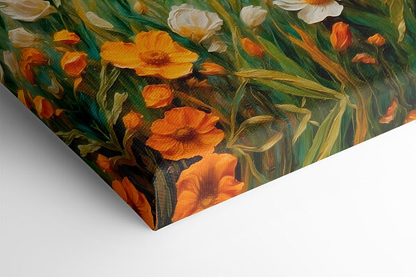 Schilderij van bloemen in een veld Schilderij van bloemen in een veld