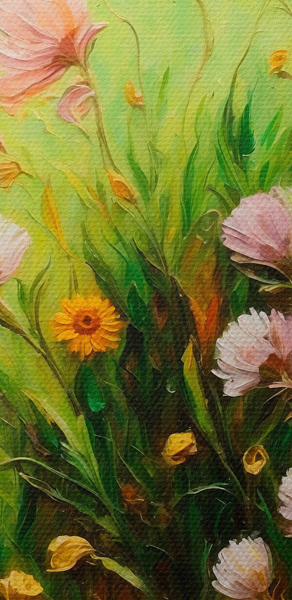 Schilderij van bloemen in een veld Schilderij van bloemen in een veld