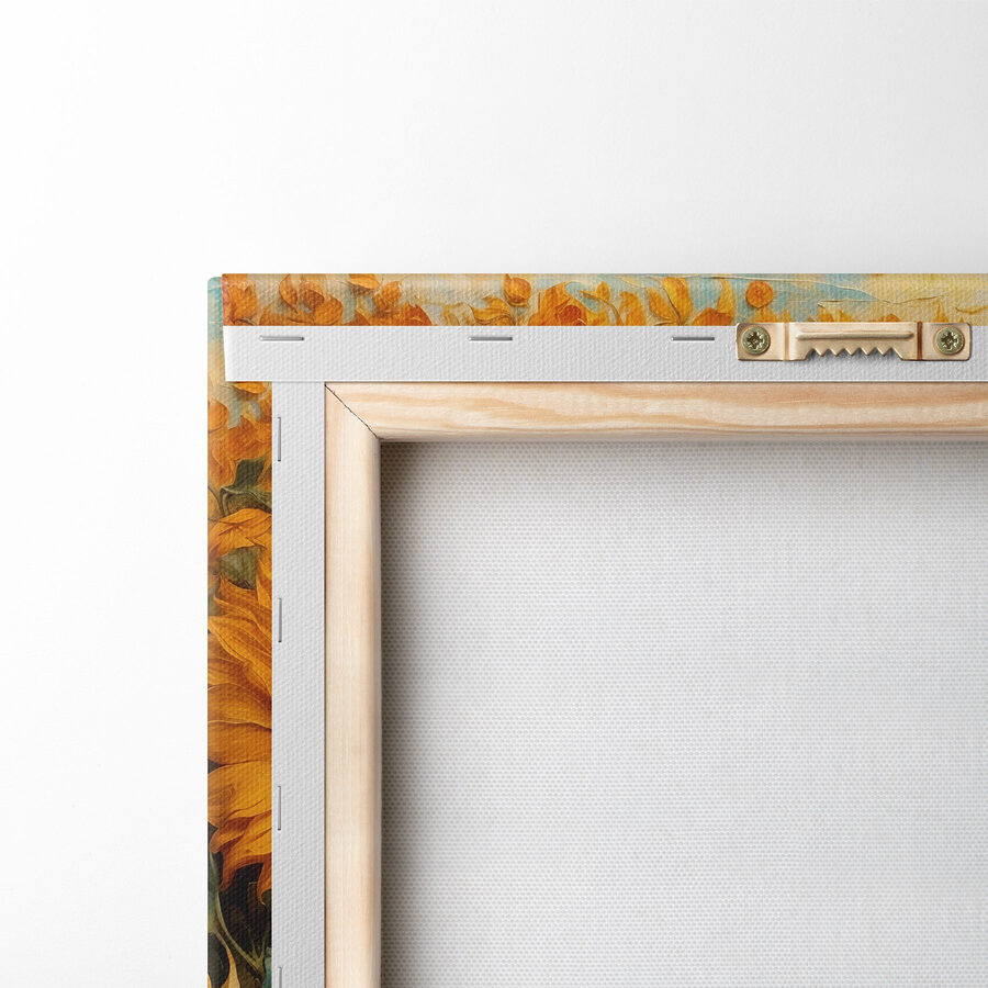 Schilderij van zonnebloemen in een veld