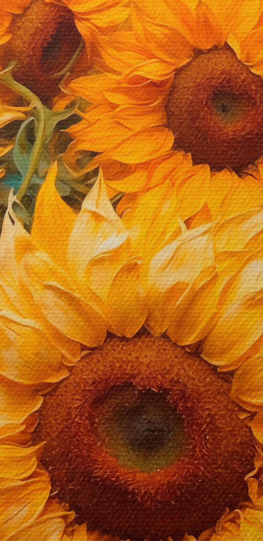 Schilderij van zonnebloemen in een veld