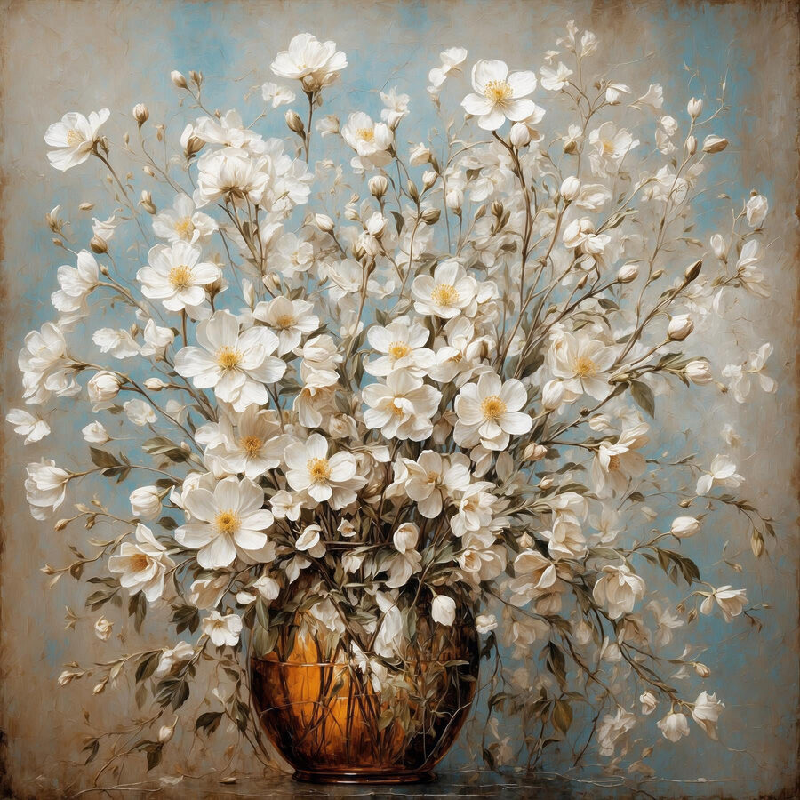 Vaas met witte bloemen Vaas met witte bloemen
