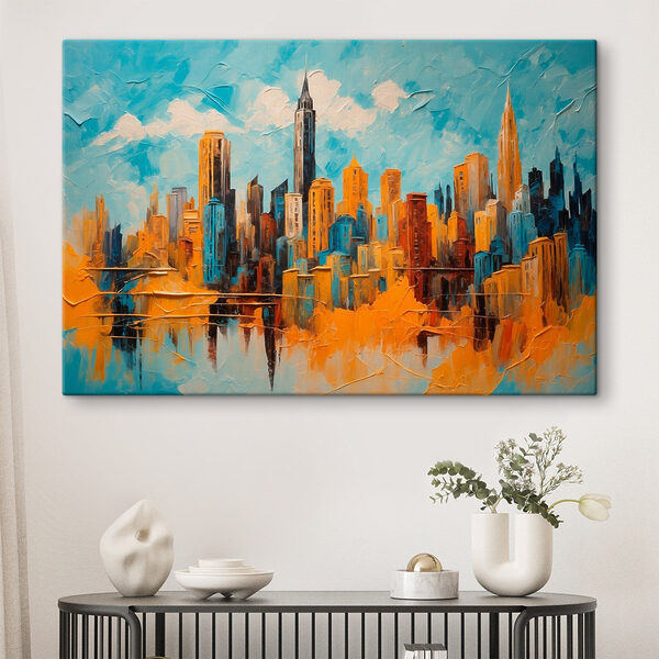 Schilderij van een stad Schilderij van een stad