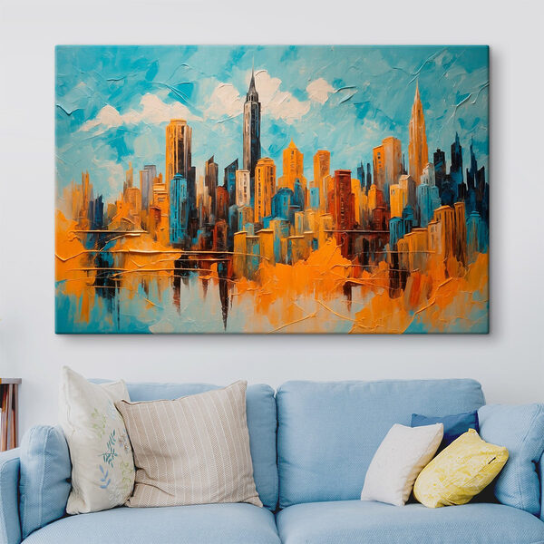 Schilderij van een stad Schilderij van een stad