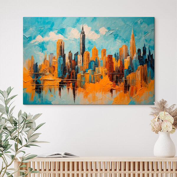 Schilderij van een stad Schilderij van een stad