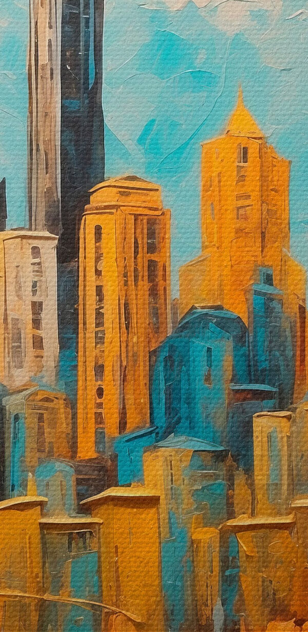 Schilderij van een stad Schilderij van een stad